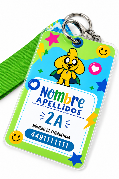 Gafete de Identificación Infantil Personalizado | Identificador para Niños con Datos de Emergencia
